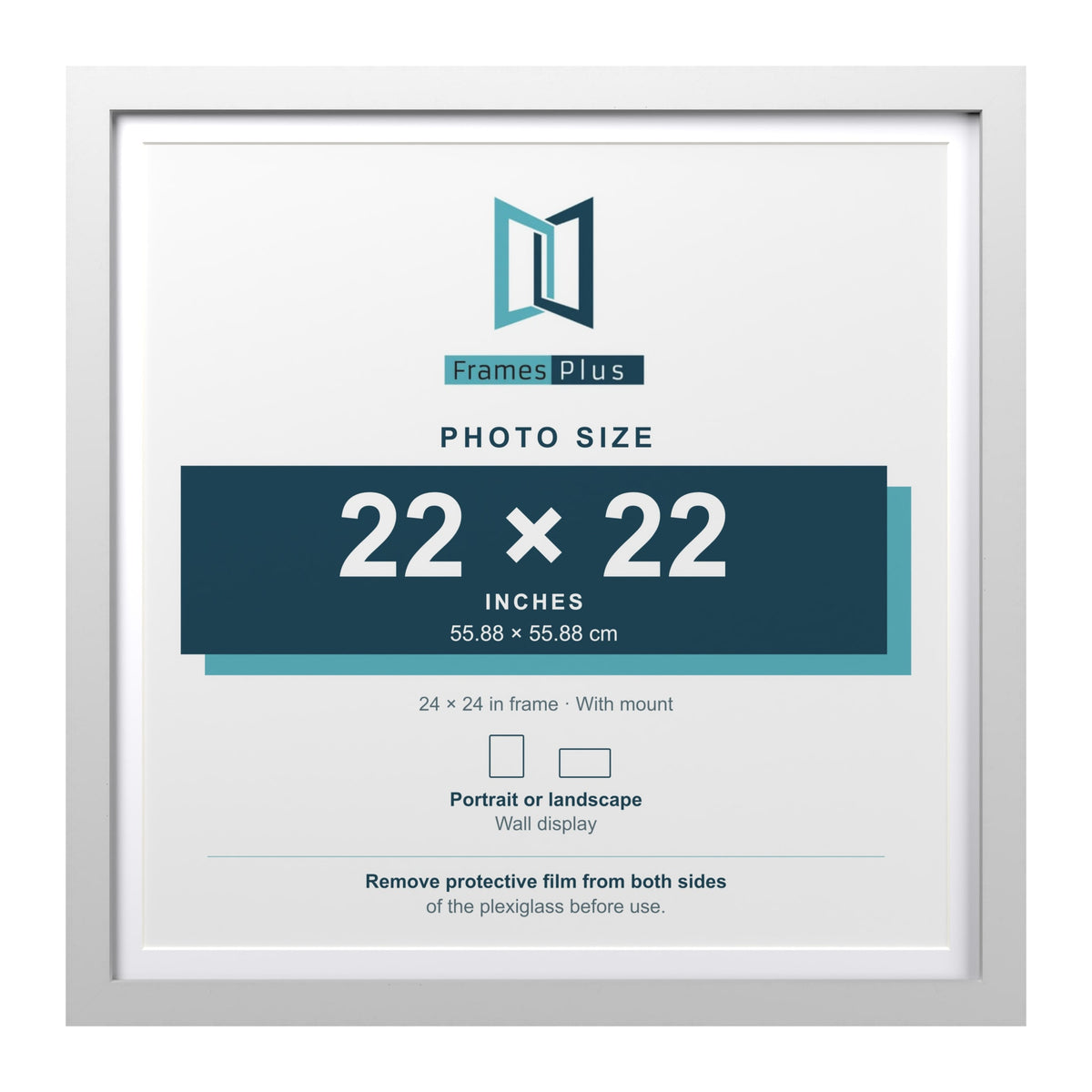 Classic White 24 x 24 inch picture frame with a white mount for a 22 x 22 inch photo