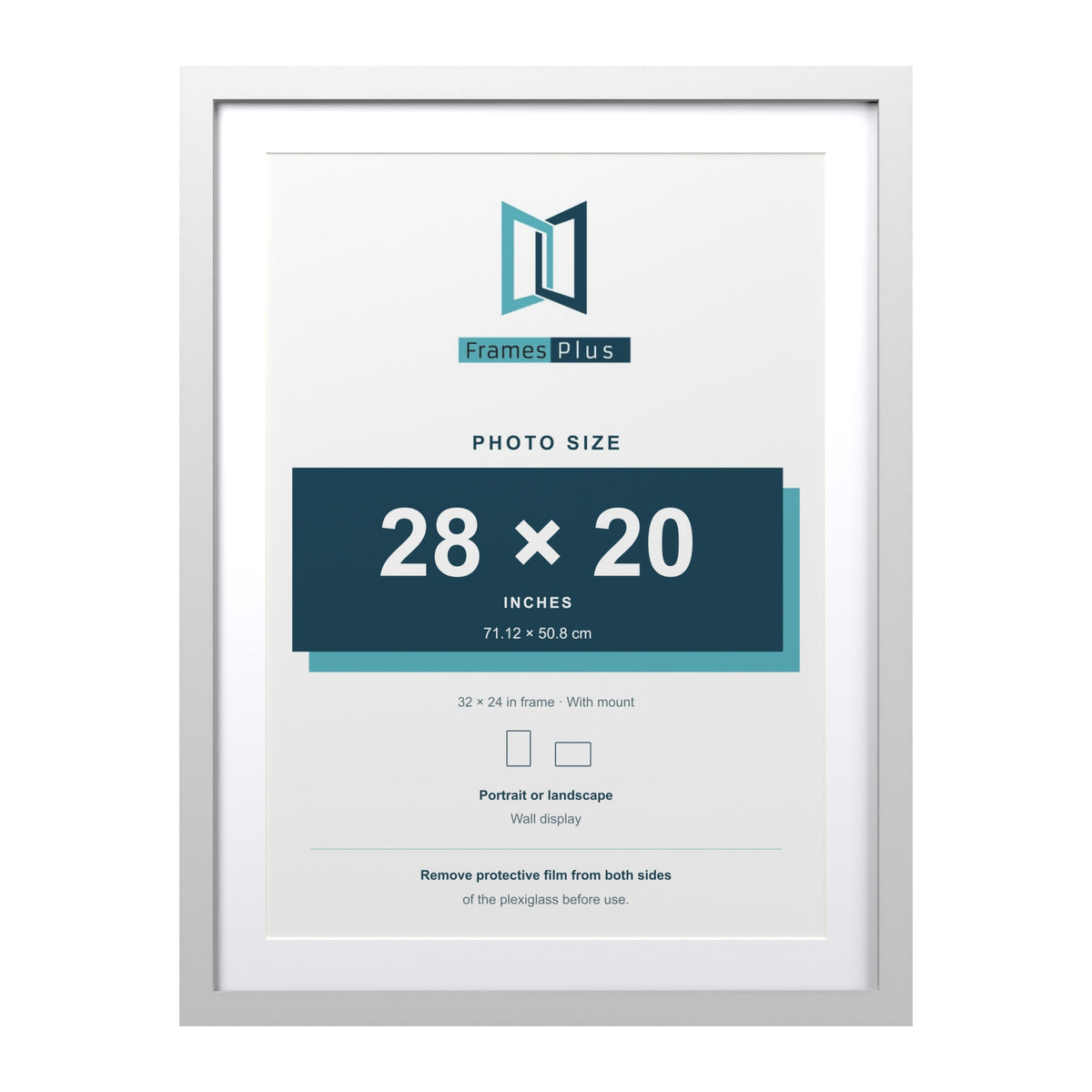 Classic White 32 x 24 inch picture frame with a white mount for a 28 x 20 inch photo