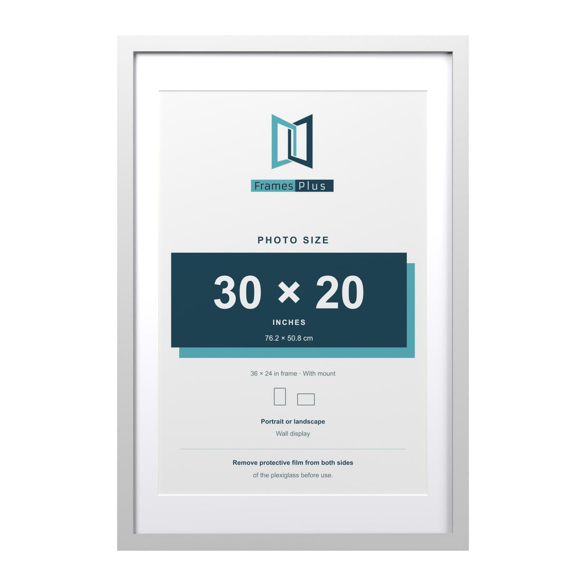Classic White 36 x 24 inch picture frame with a white mount for a 30 x 20 inch photo