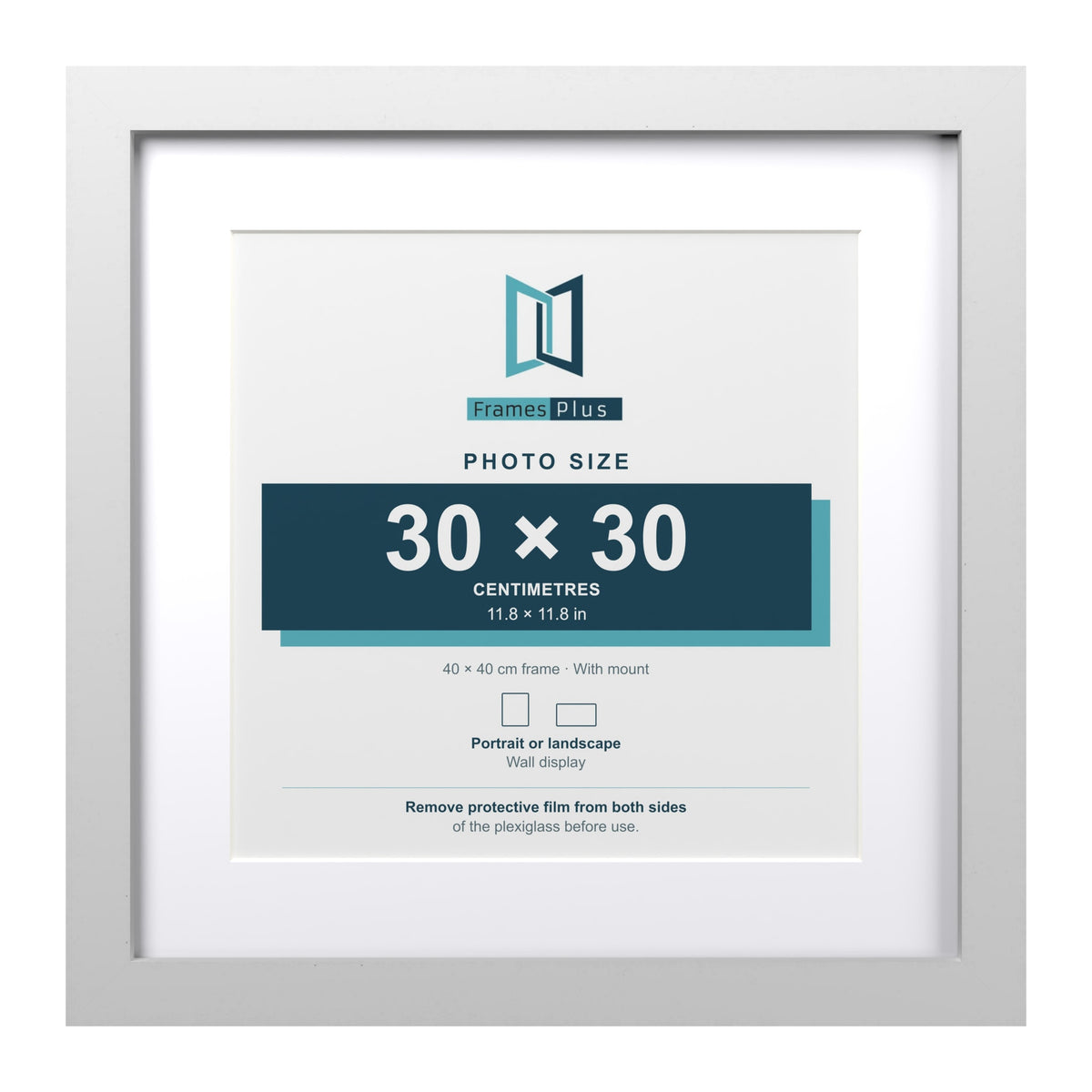 Classic White 40 x 40 cm picture frame with a white mount for a 30 x 30 cm photo