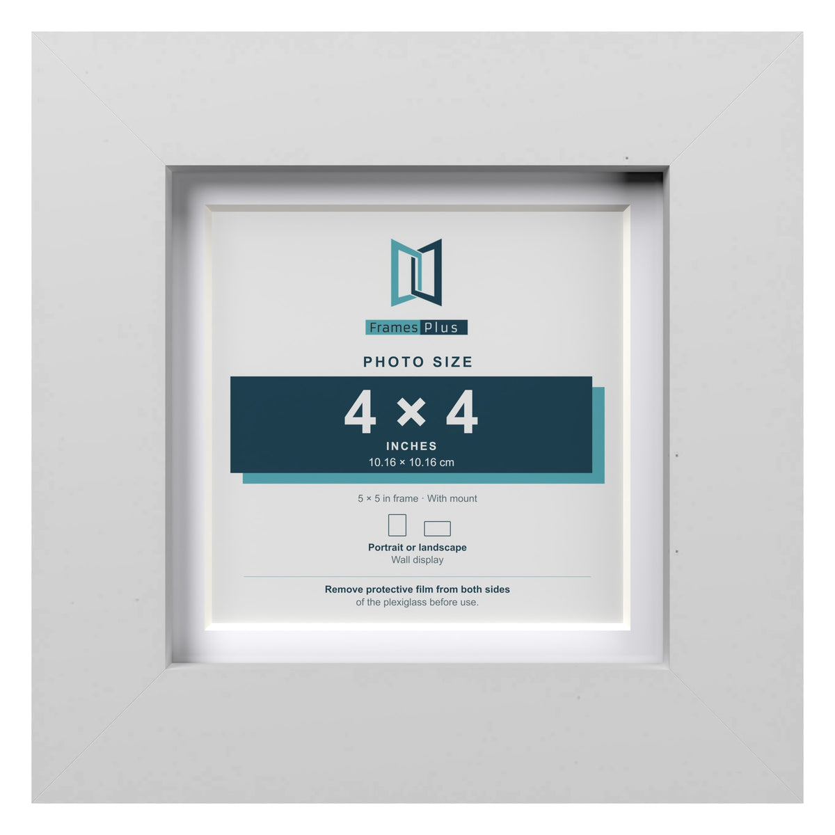 Classic White 5 x 5 inch picture frame with a white mount for a 4 x 4 inch photo