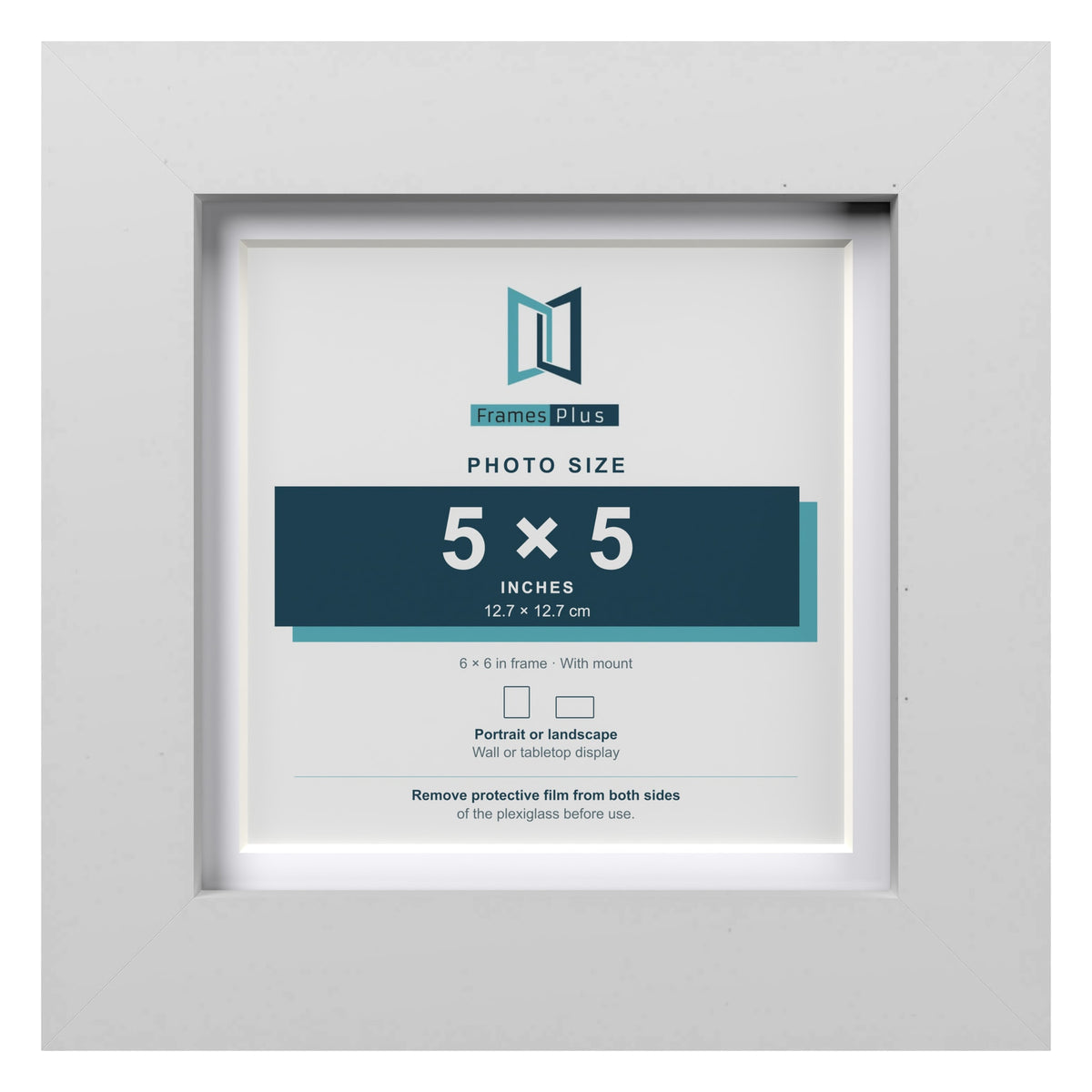 Classic White 6 x 6 inch picture frame with a white mount for a 5 x 5 inch photo