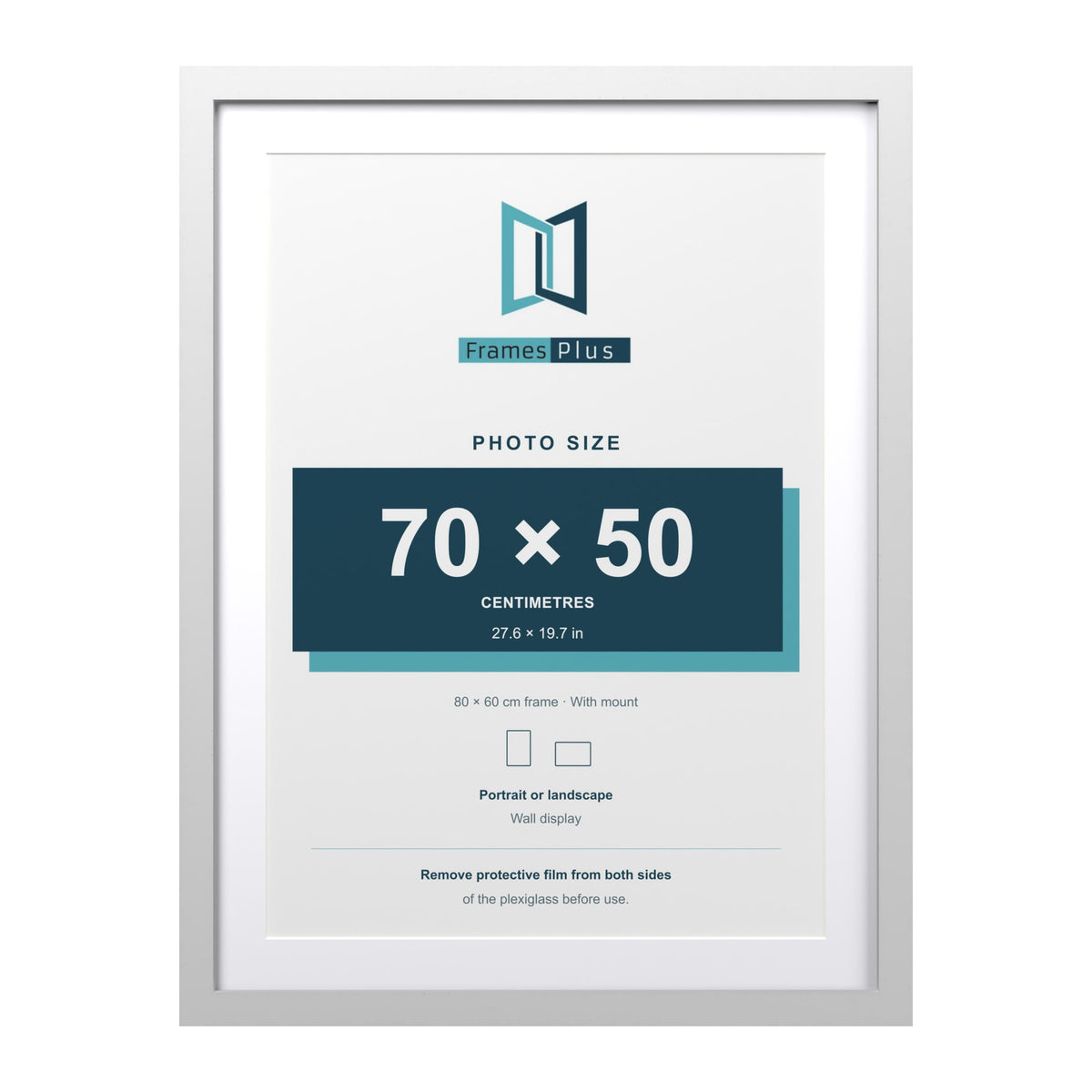 Classic White 80 x 60 cm picture frame with a white mount for a 70 x 50 cm photo