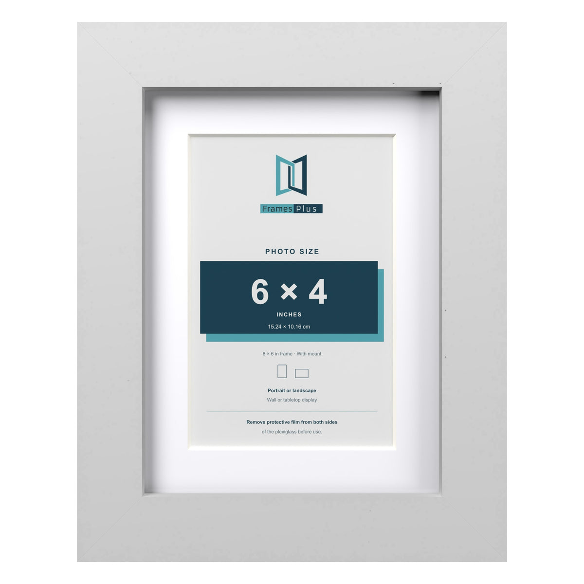 Classic White 8 x 6 inch picture frame with a white mount for a 6 x 4 inch photo