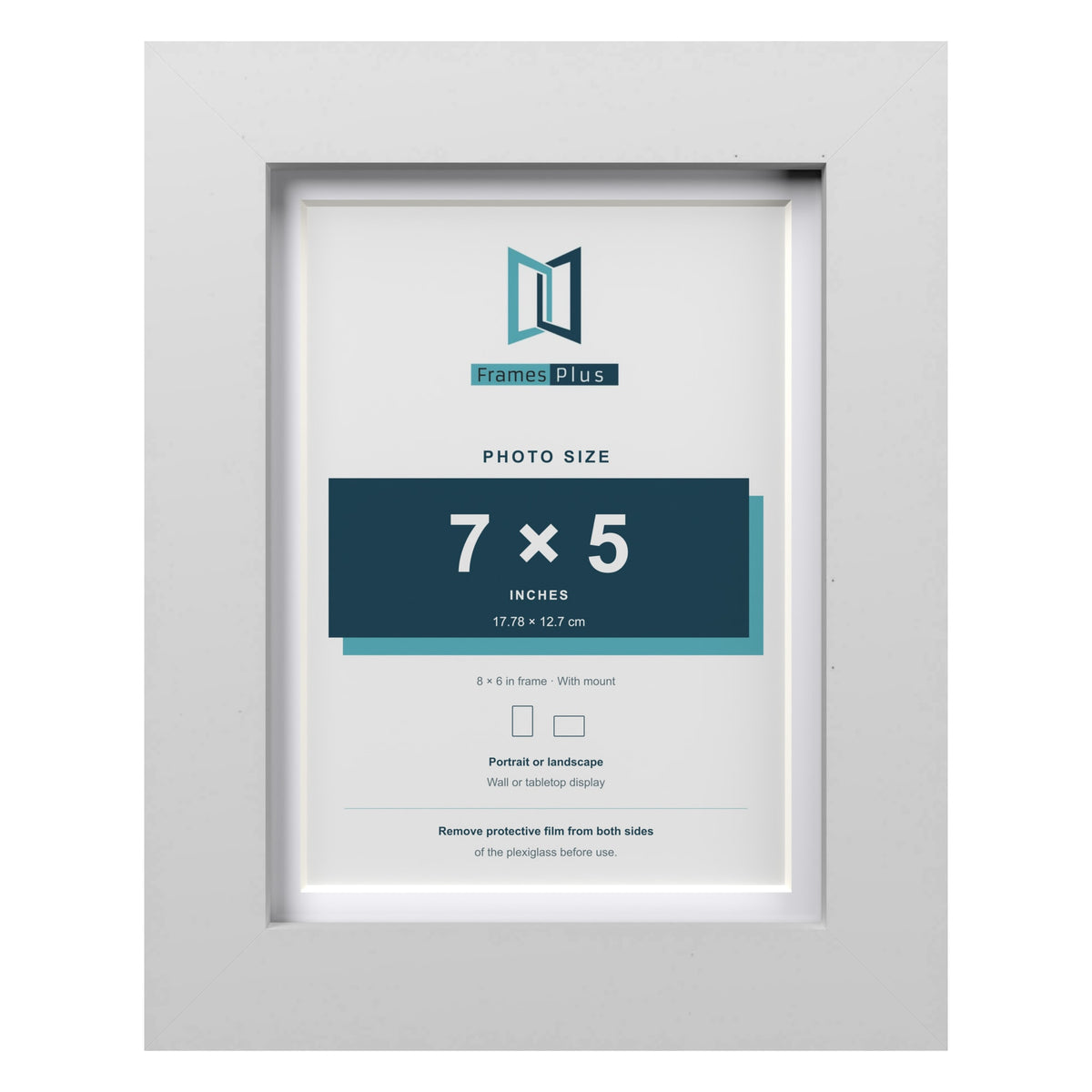 Classic White 8 x 6 inch picture frame with a white mount for a 7 x 5 inch photo