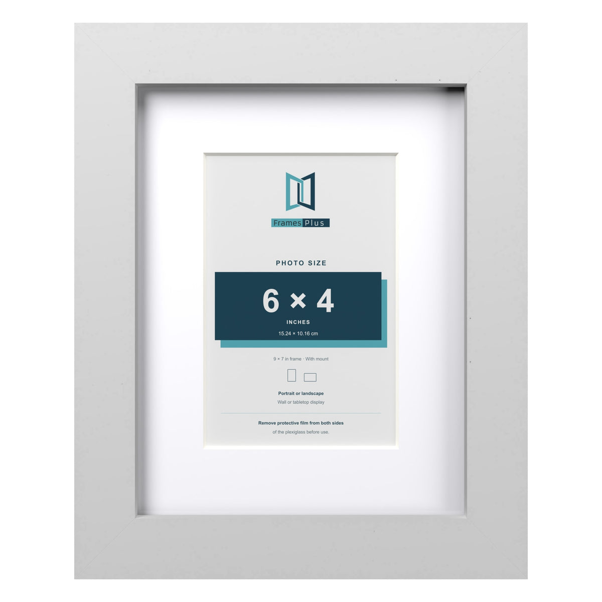 Classic White 9 x 7 inch picture frame with a white mount for a 6 x 4 inch photo