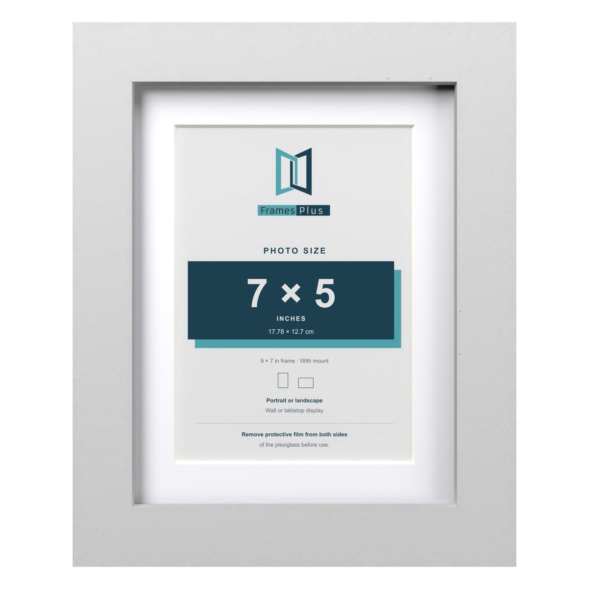 Classic White 9 x 7 inch picture frame with a white mount for a 7 x 5 inch photo