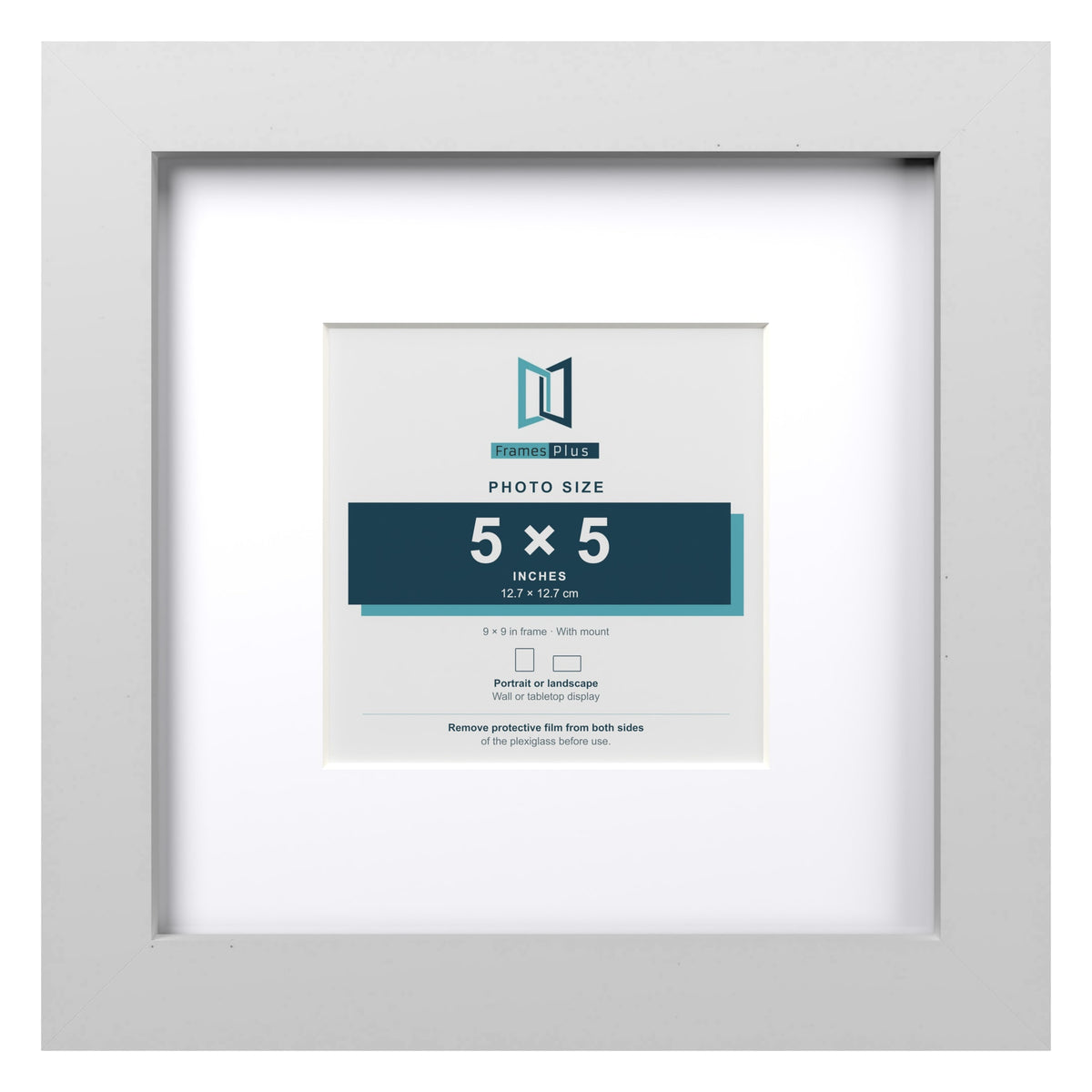 Classic White 9 x 9 inch picture frame with a white mount for a 5 x 5 inch photo