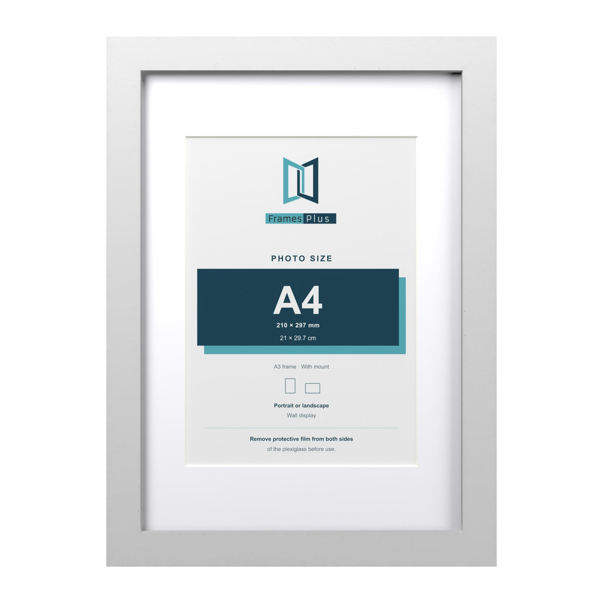 Classic White A3 picture frame with a white mount for an A4 photo