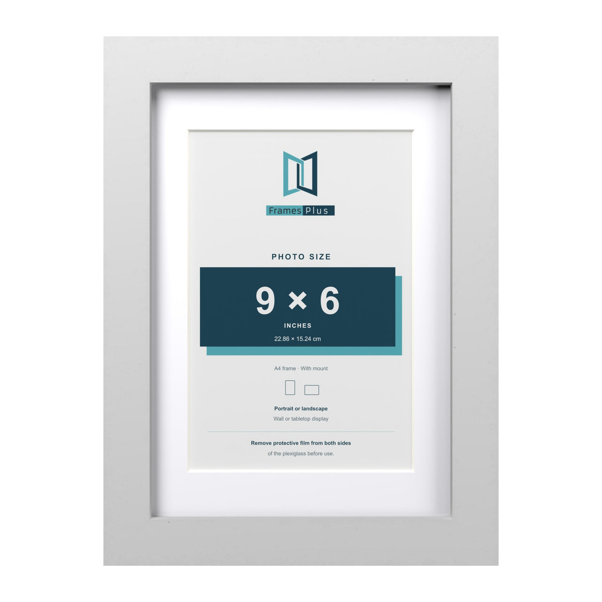Classic White A4 picture frame with a white mount for a 9 x 6 inch photo
