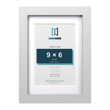 Classic White A4 picture frame with a white mount for a 9 x 6 inch photo