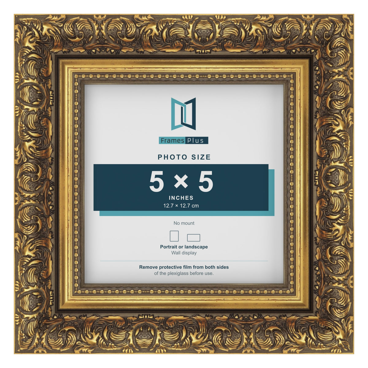 Dahlia Gold picture frame for a 127 x 127 mm photo