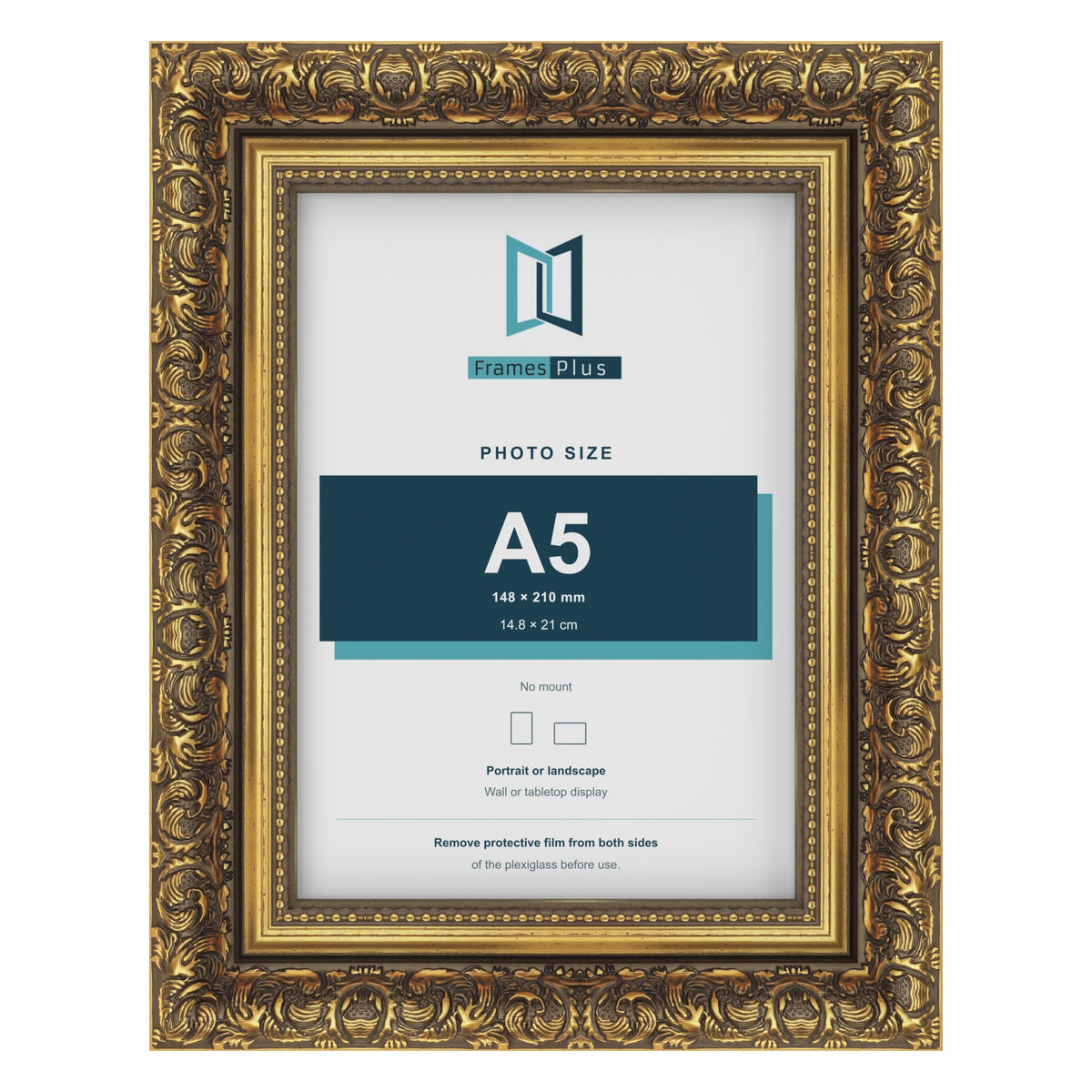 Dahlia Gold picture frame for a 148 x 210 mm photo