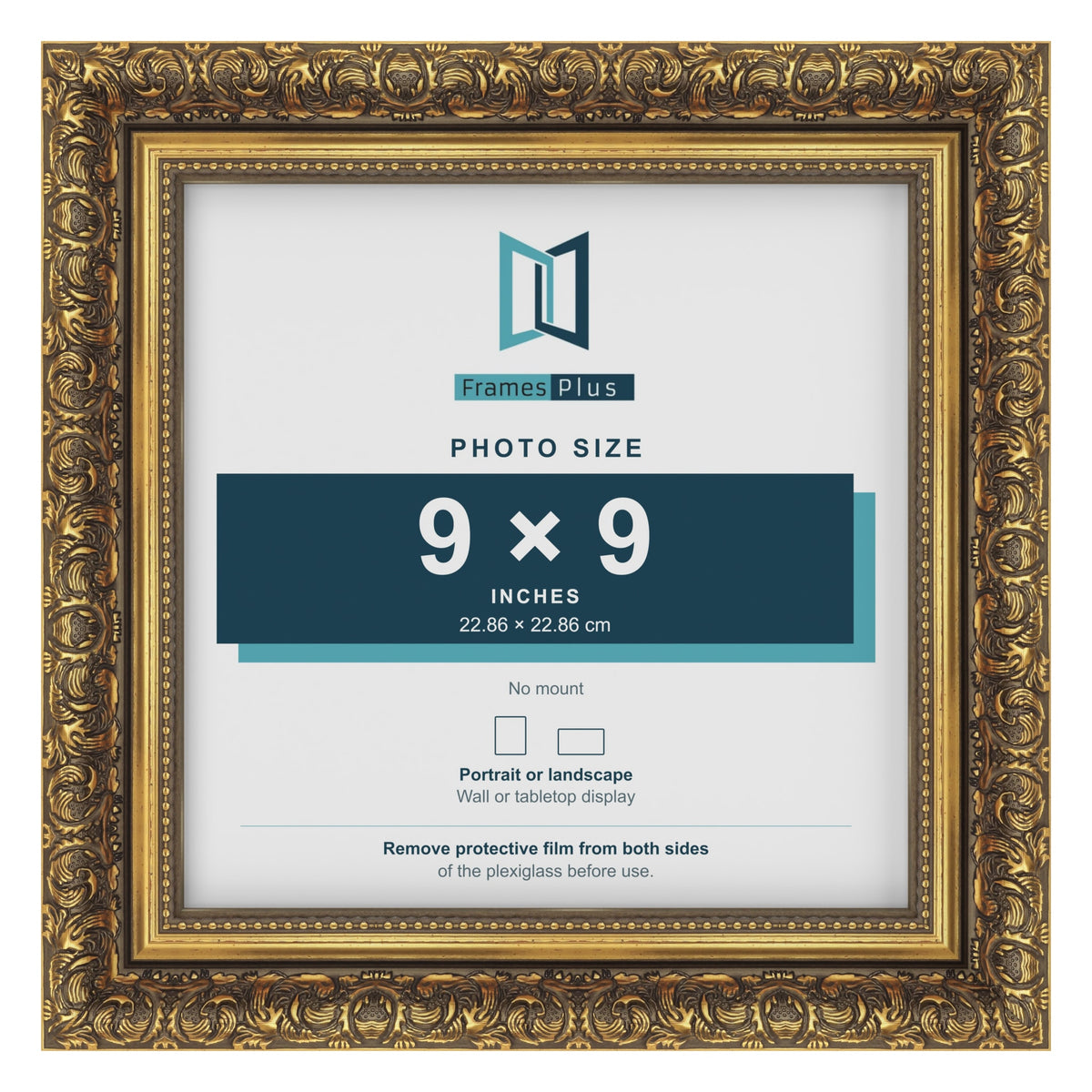 Dahlia Gold picture frame for a 229 x 229 mm photo