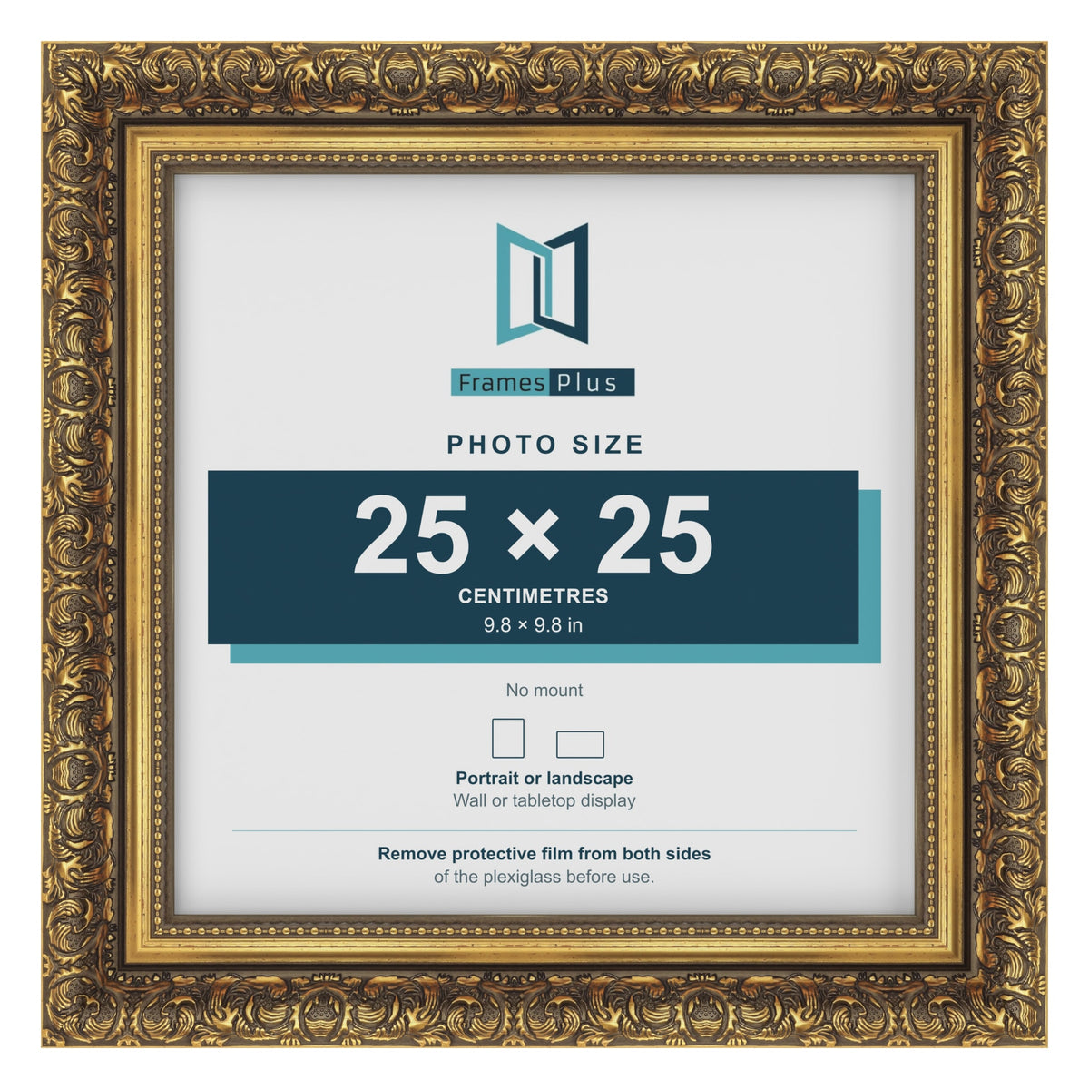 Dahlia Gold picture frame for a 250 x 250 mm photo