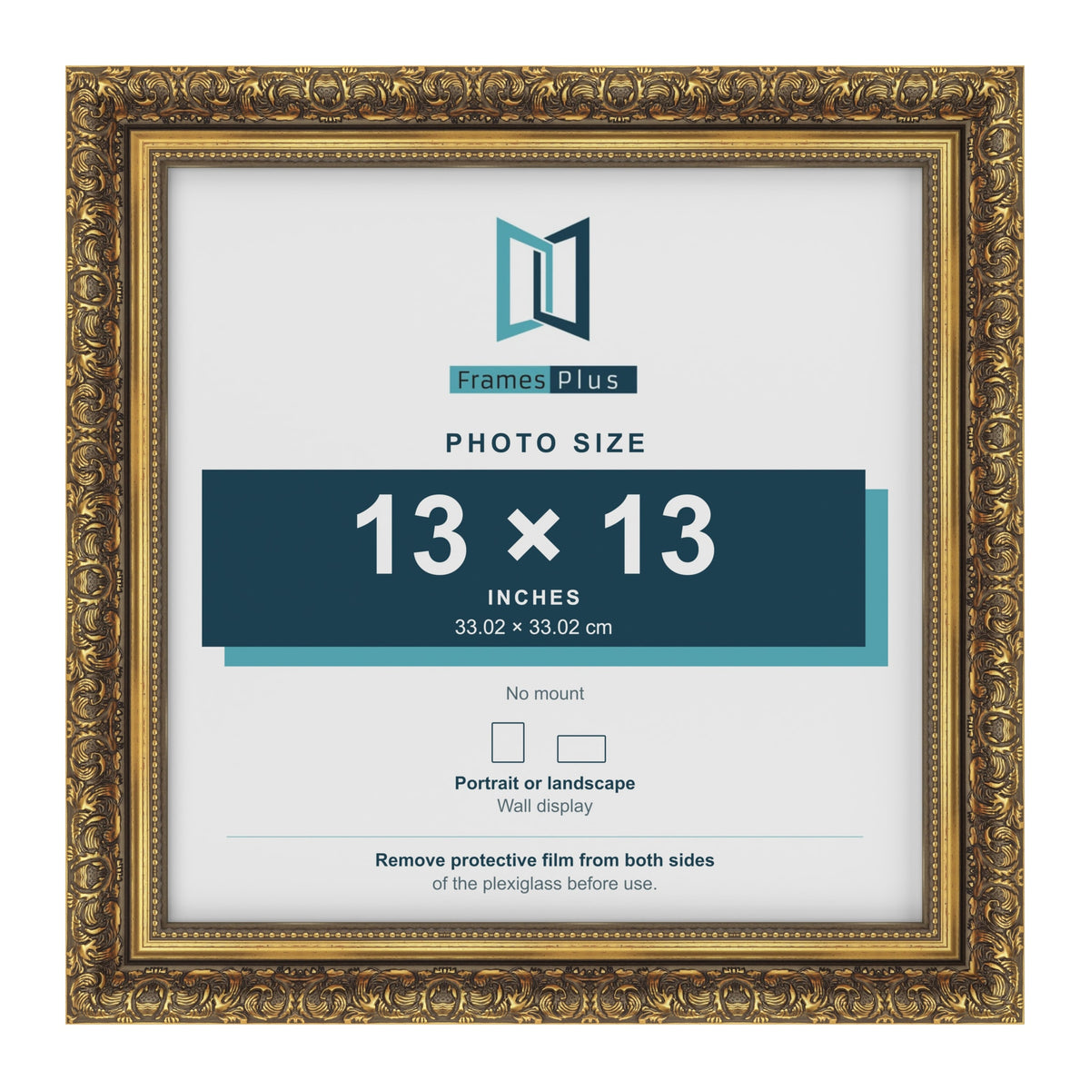 Dahlia Gold picture frame for a 330 x 330 mm photo