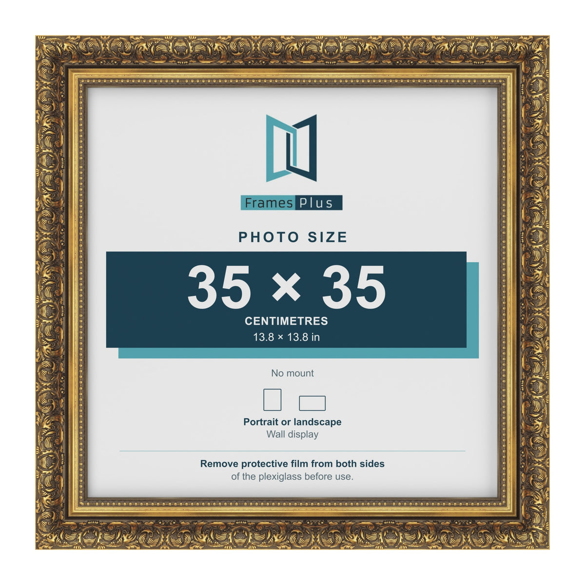 Dahlia Gold picture frame for a 350 x 350 mm photo