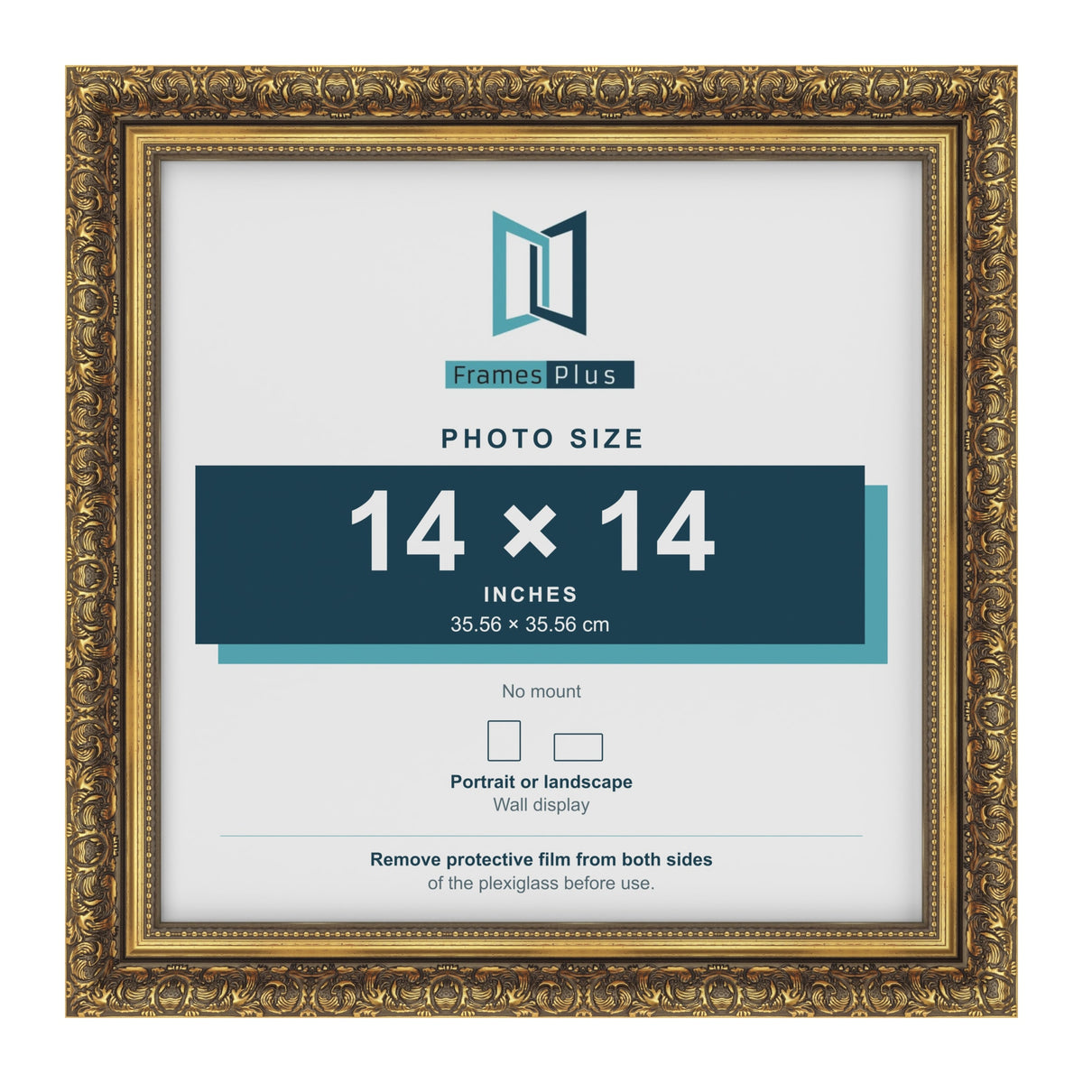 Dahlia Gold picture frame for a 356 x 356 mm photo