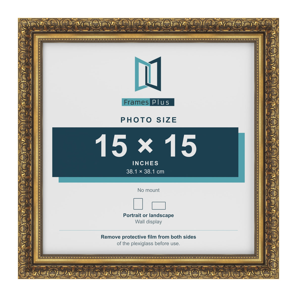Dahlia Gold picture frame for a 381 x 381 mm photo