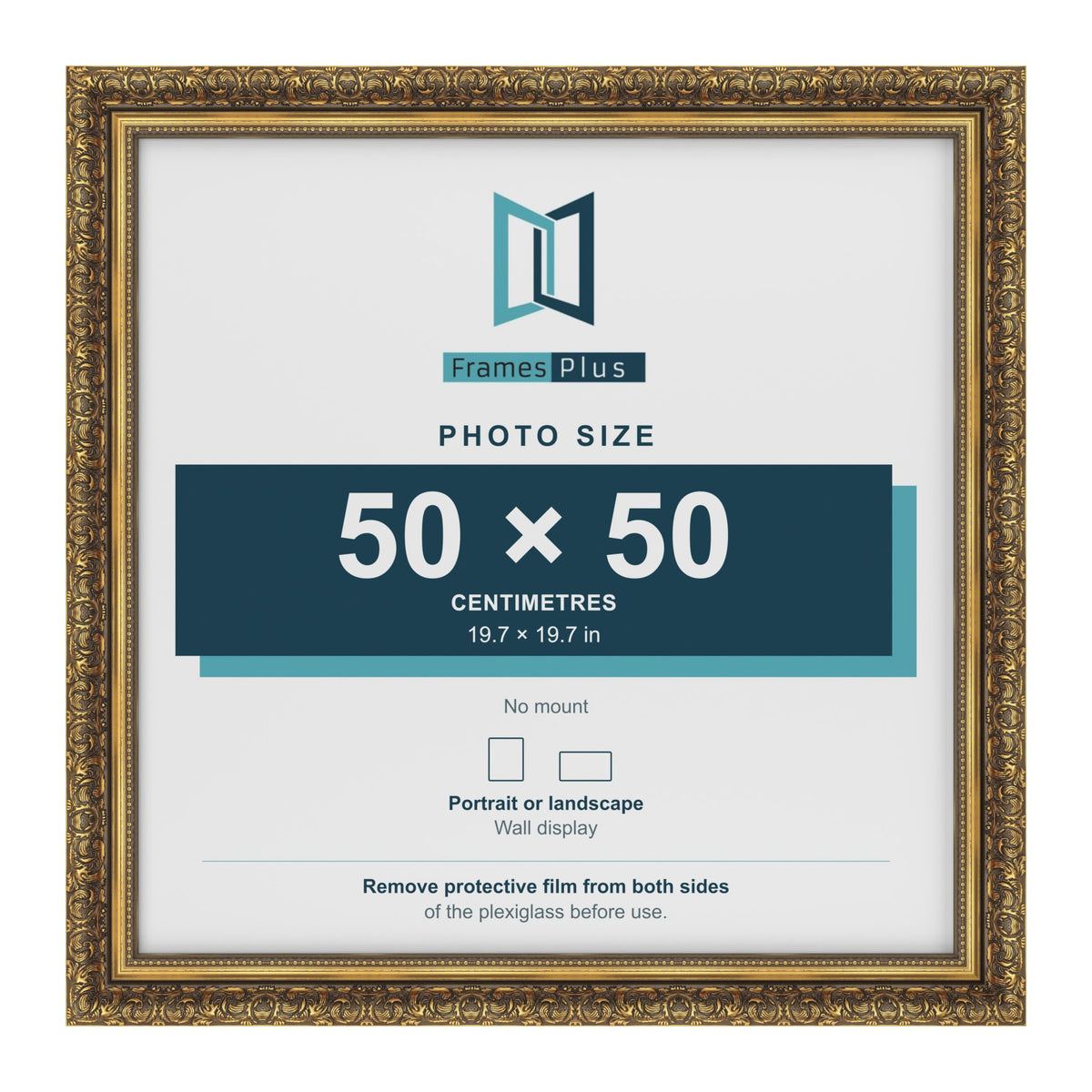 Dahlia Gold picture frame for a 500 x 500 mm photo