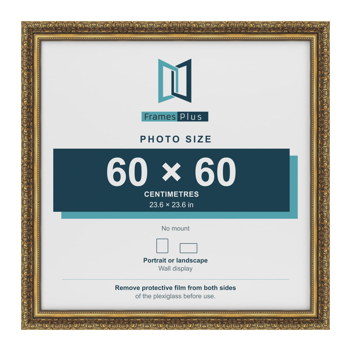 Dahlia Gold picture frame for a 600 x 600 mm photo