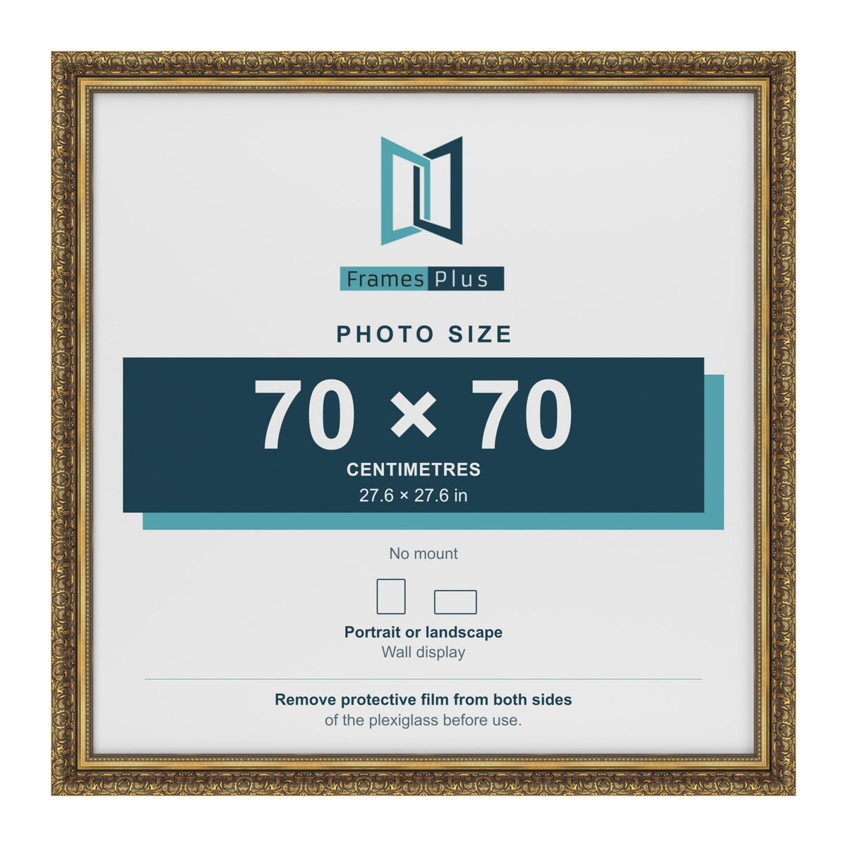 Dahlia Gold picture frame for a 700 x 700 mm photo