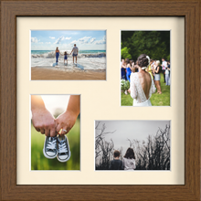 Dark Brown Multi-Aperture Frame for 4 Photos 6x4" with Ivory Mount displaying photographs