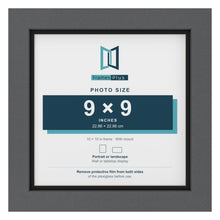 Dark Grey 10 x 10 inch picture frame with a black mount for a 9 x 9 inch photo