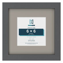Dark Grey 10 x 10 inch picture frame with a Dawn Grey mount for a 6 x 6 inch photo