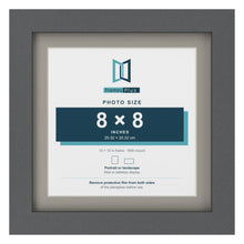 Dark Grey 10 x 10 inch picture frame with a Dawn Grey mount for an 8 x 8 inch photo