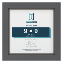 Dark Grey 10 x 10 inch picture frame with a Dawn Grey mount for a 9 x 9 inch photo