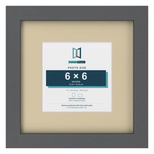Dark Grey 10 x 10 inch picture frame with an ivory mount for a 6 x 6 inch photo