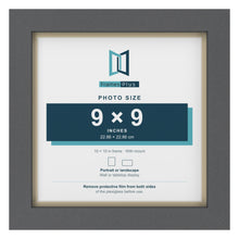 Dark Grey 10 x 10 inch picture frame with an ivory mount for a 9 x 9 inch photo