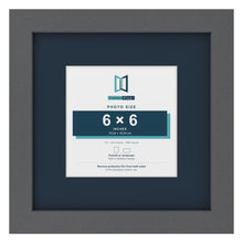 Dark Grey 10 x 10 inch picture frame with a Pacific Blue mount for a 6 x 6 inch photo