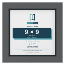 Dark Grey 10 x 10 inch picture frame with a Pacific Blue mount for a 9 x 9 inch photo