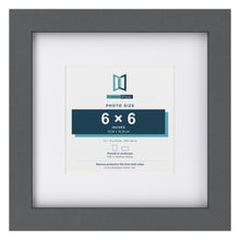 Dark Grey 10 x 10 inch picture frame with a white mount for a 6 x 6 inch photo