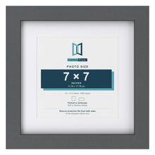 Dark Grey 10 x 10 inch picture frame with a white mount for a 7 x 7 inch photo