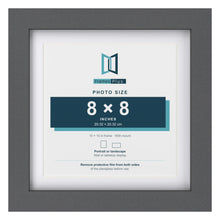 Dark Grey 10 x 10 inch picture frame with a white mount for a 8 x 8 inch photo