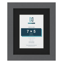 Dark Grey 10 x 8 inch picture frame with a black mount for a 7 x 5 inch photo