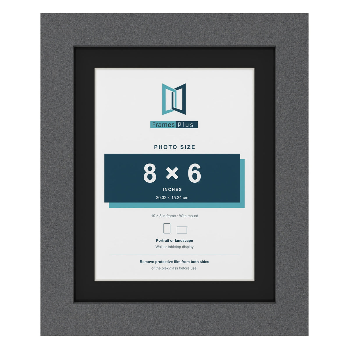 Dark Grey 10 x 8 inch picture frame with a black mount for an 8 x 6 inch photo