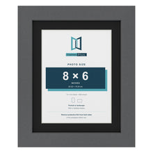 Dark Grey 10 x 8 inch picture frame with a black mount for an 8 x 6 inch photo