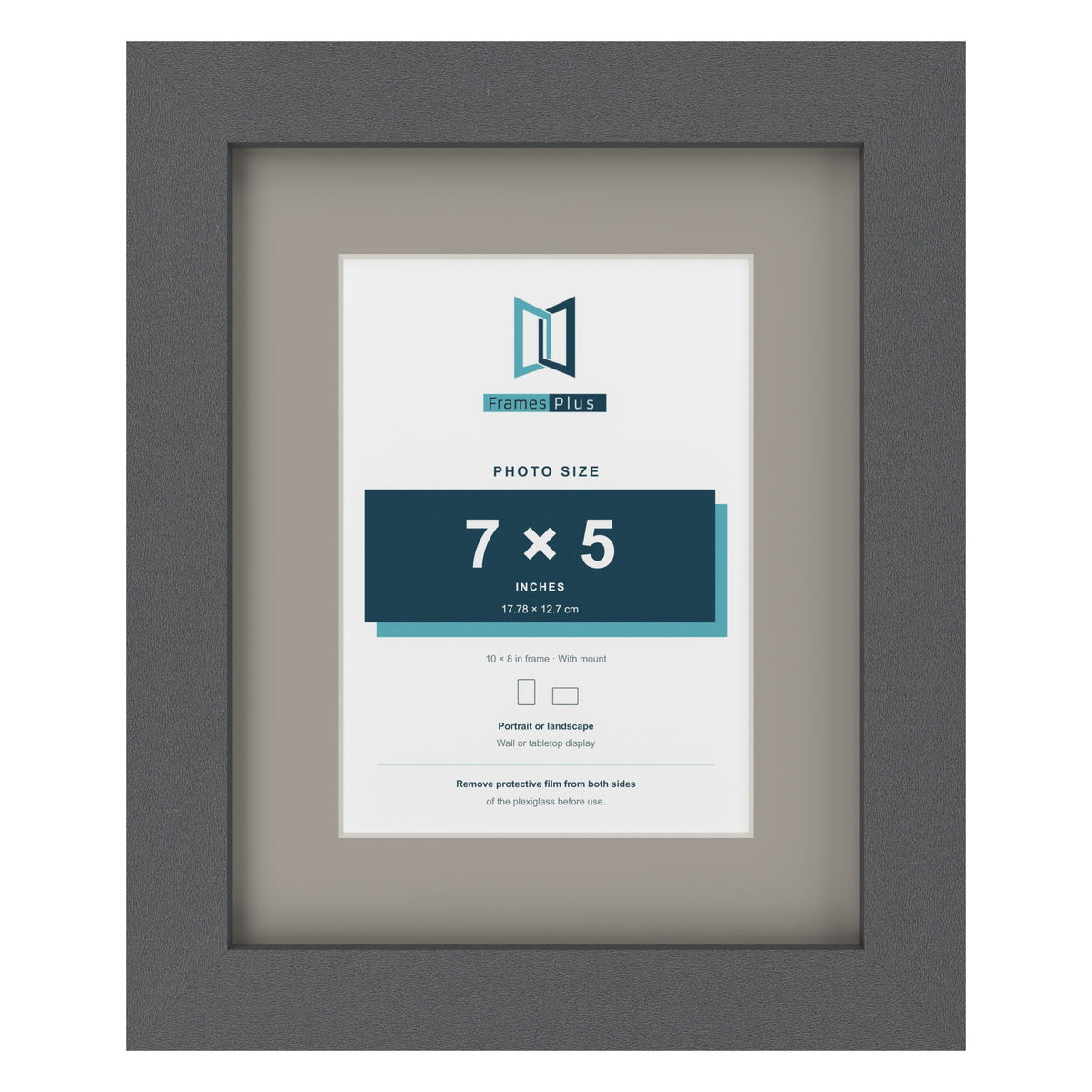 Dark Grey 10 x 8 inch picture frame with a Dawn Grey mount for a 7 x 5 inch photo