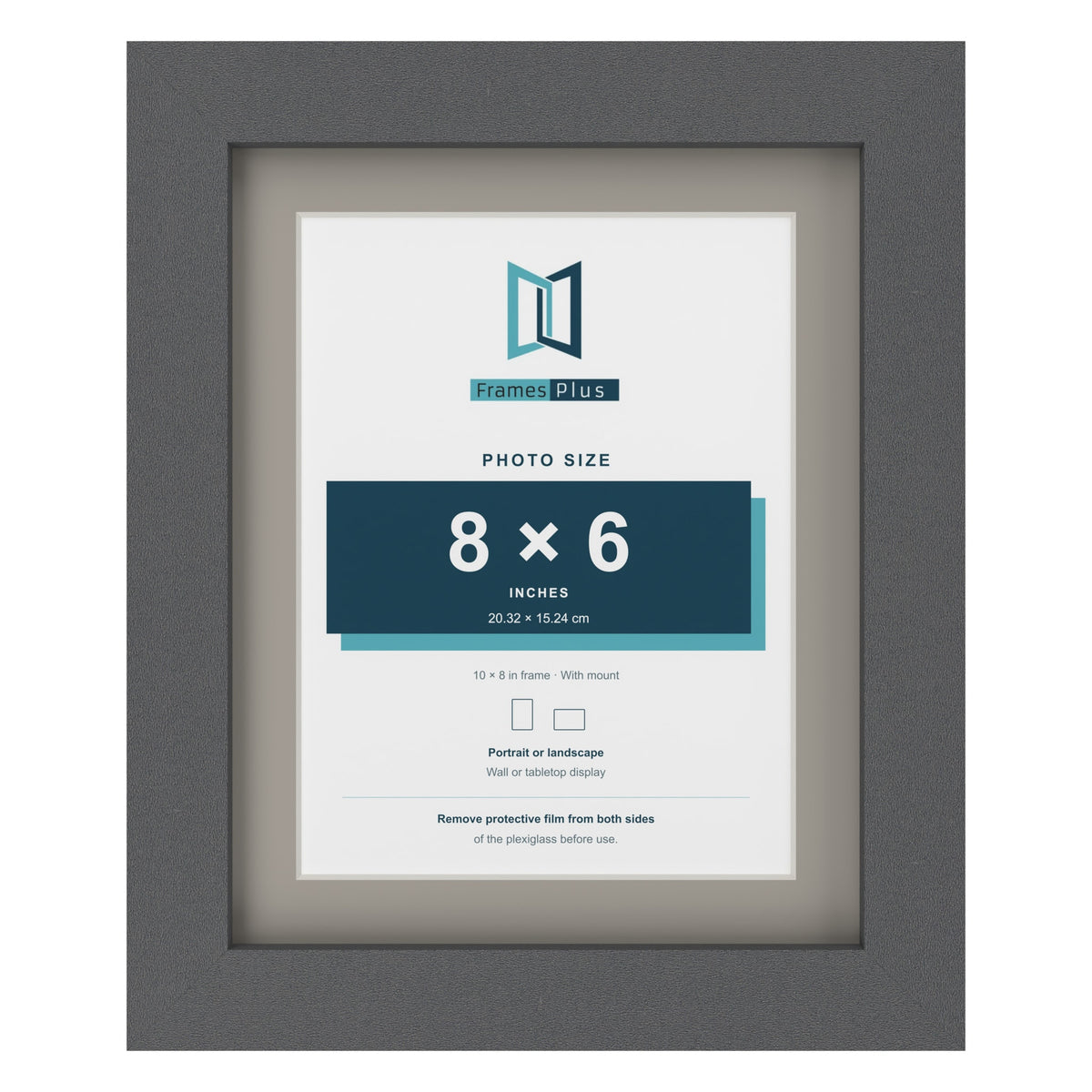 Dark Grey 10 x 8 inch picture frame with a Dawn Grey mount for an 8 x 6 inch photo