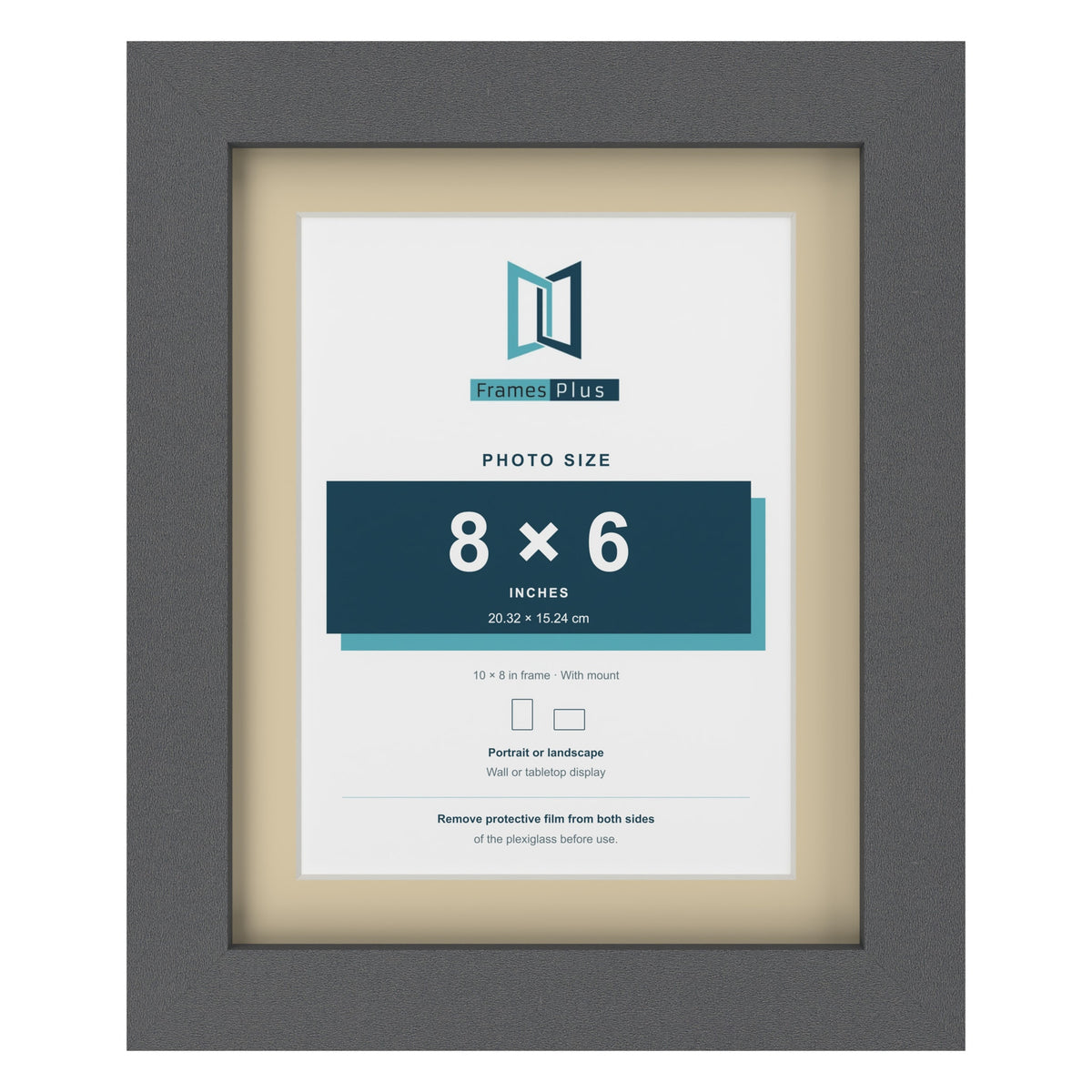 Dark Grey 10 x 8 inch picture frame with an ivory mount for an 8 x 6 inch photo
