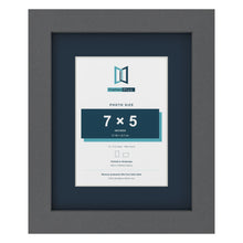 Dark Grey 10 x 8 inch picture frame with a Pacific Blue mount for a 7 x 5 inch photo