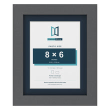 Dark Grey 10 x 8 inch picture frame with a Pacific Blue mount for an 8 x 6 inch photo