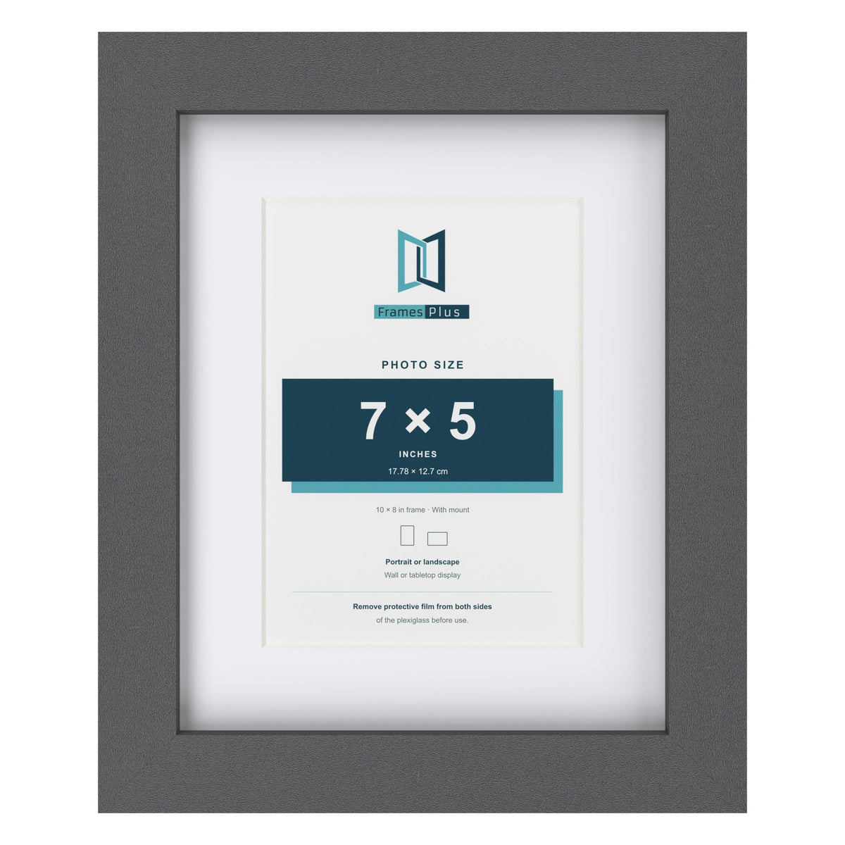 Dark Grey 10 x 8 inch picture frame with a white mount for a 7 x 5 inch photo