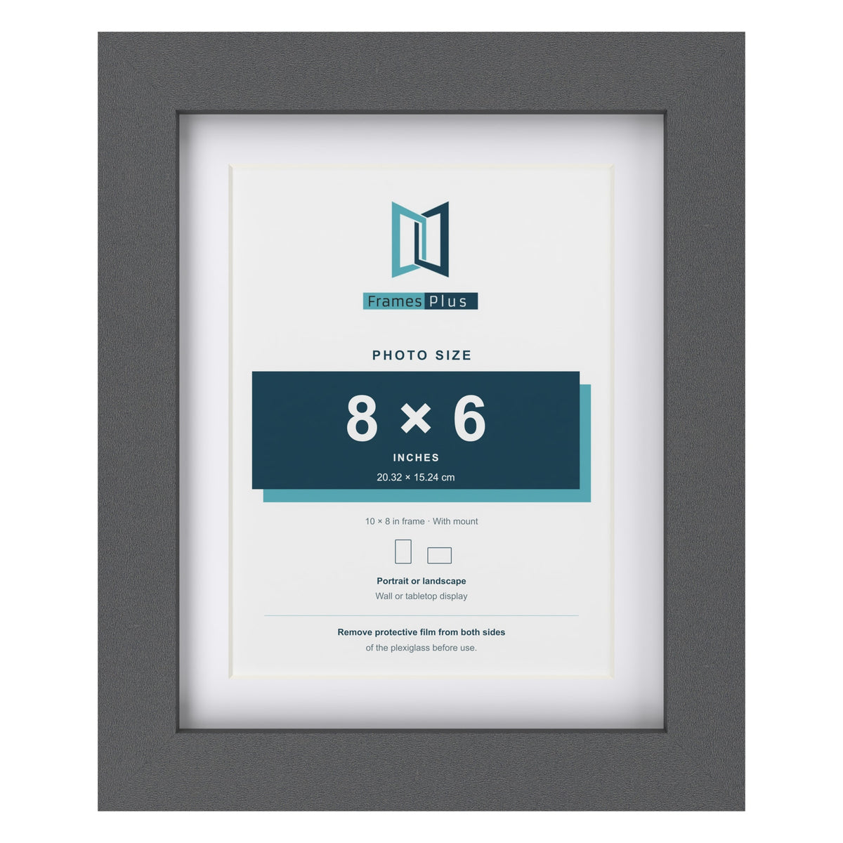 Dark Grey 10 x 8 inch picture frame with a white mount for a 8 x 6 inch photo