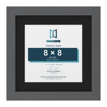 Dark Grey 11 x 11 inch picture frame with a black mount for an 8 x 8 inch photo