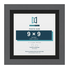 Dark Grey 11 x 11 inch picture frame with a black mount for a 9 x 9 inch photo